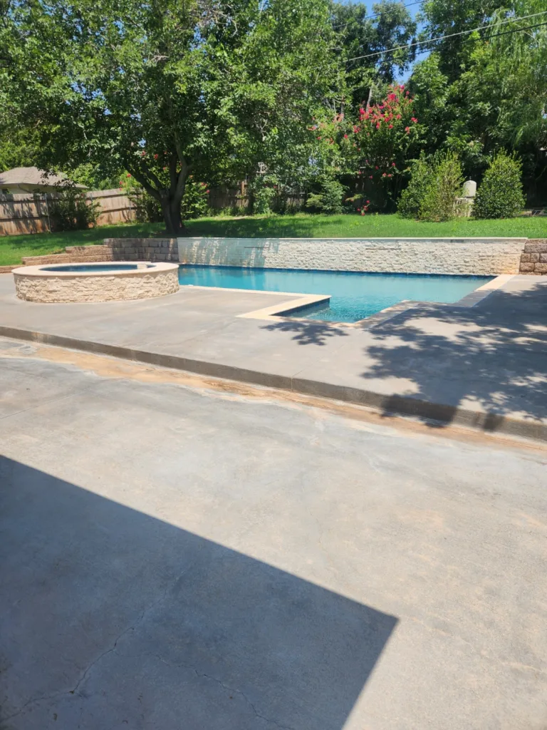 Residential pool deck pressure washing and patio concrete cleaning service in The Village Oklahoma