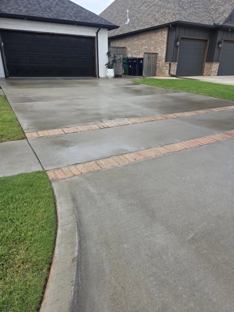Residential driveway pressure washing and concrete surface cleaning service in Edmond Oklahoma