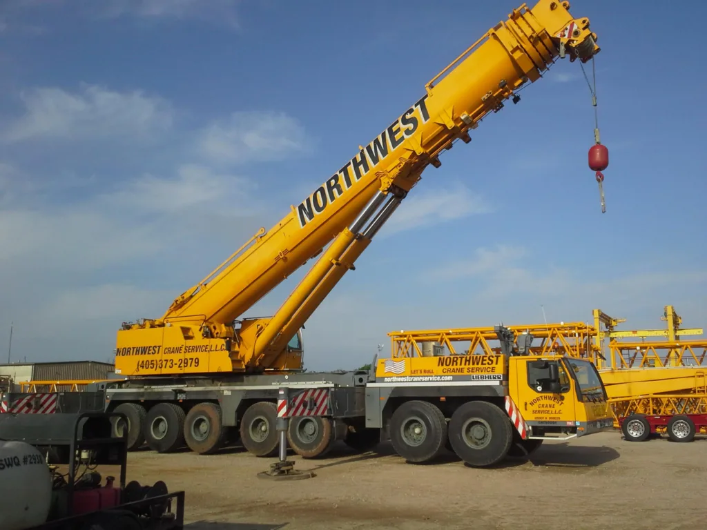 Before commercial pressure washing on a heavy mobile crane