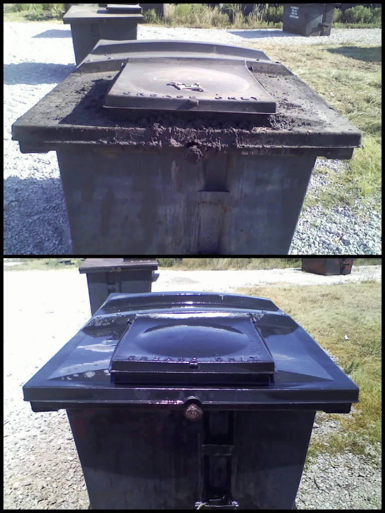 Commercial cooking oil container cleaning at an oil recycling facility